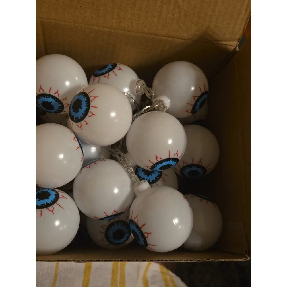 30 Led Eyeball String Lights 8 Modes Waterproof Halloween String Lights Blue